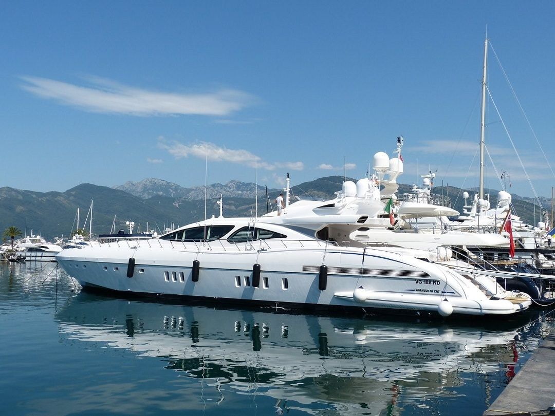 Yacht at berth Montenegro Marina
