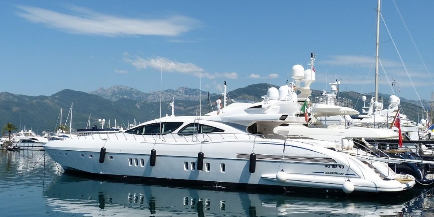 Yacht at berth Montenegro Marina
